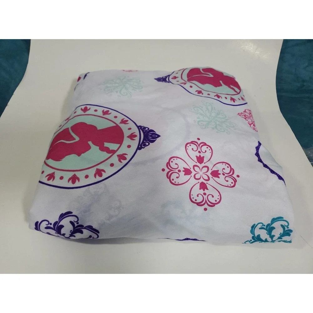 Disney1  Full Size Fitted Sheet Pink Purple Girl's White